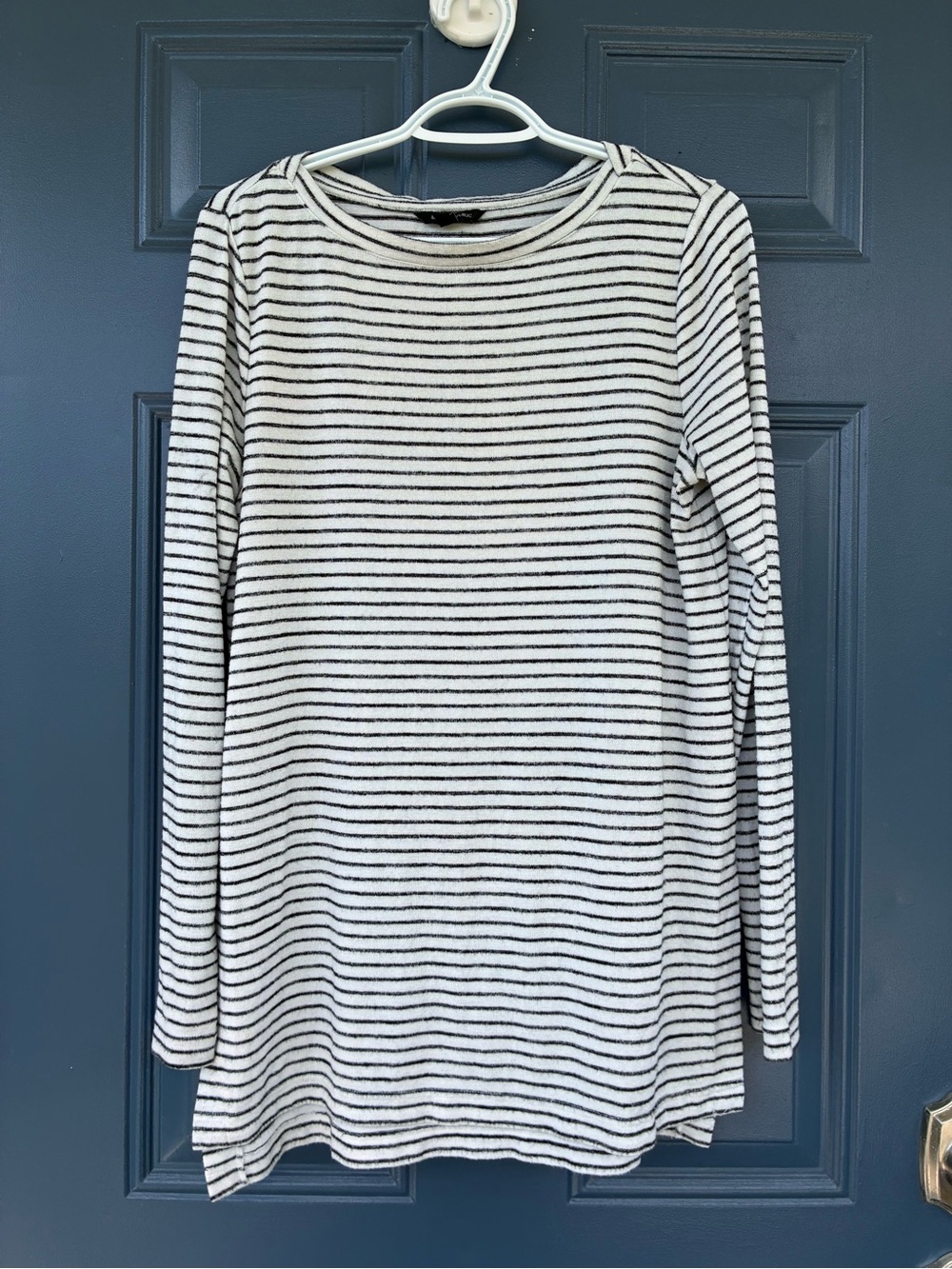 Banana Republic Black White Striped Long Sleeve Tunic Top Sweater Size M Knit